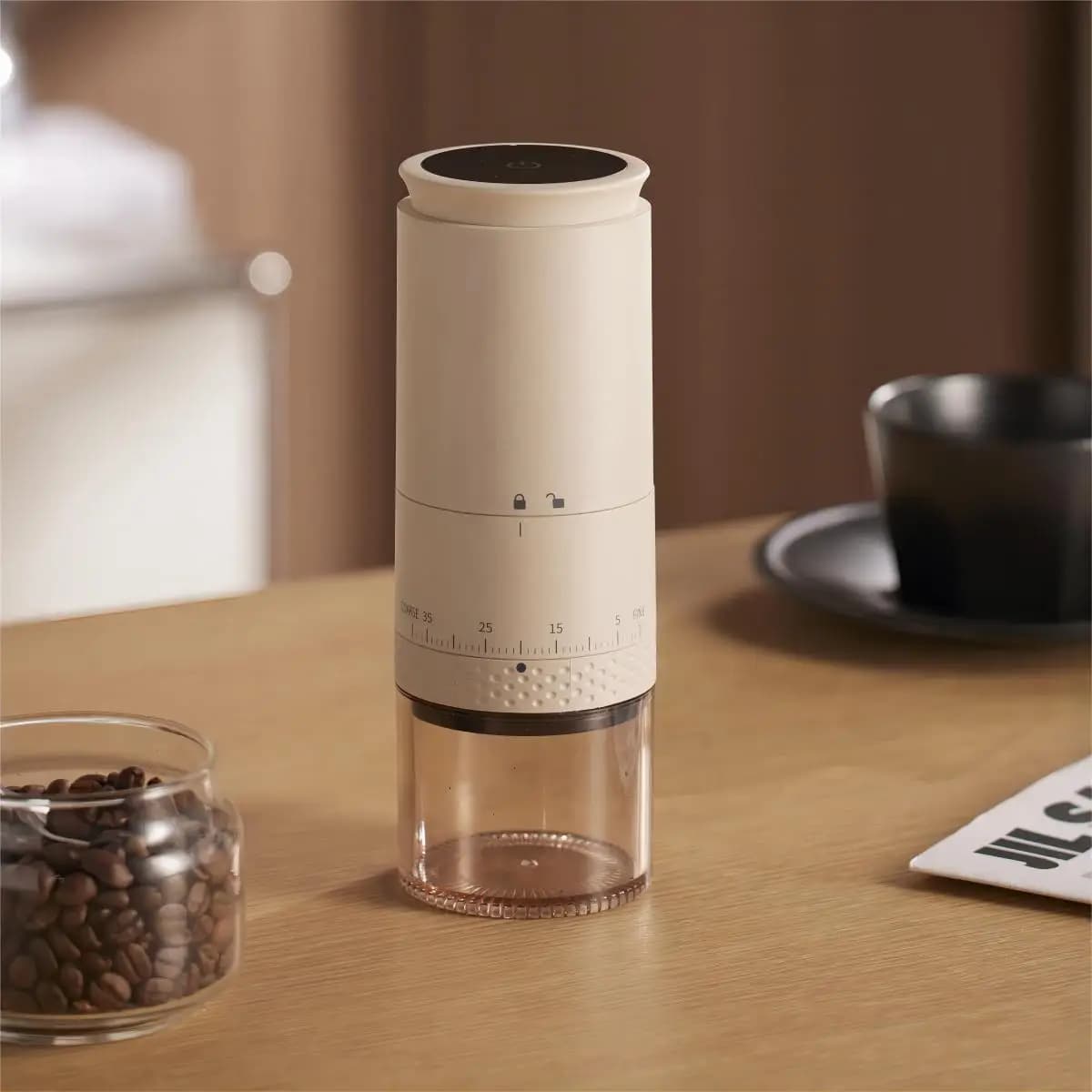 1500mah moedor de café elétrico externamente ajustável tipo-c carregamento moedor de rebarbas de café máquina de moer feijão cafeteira