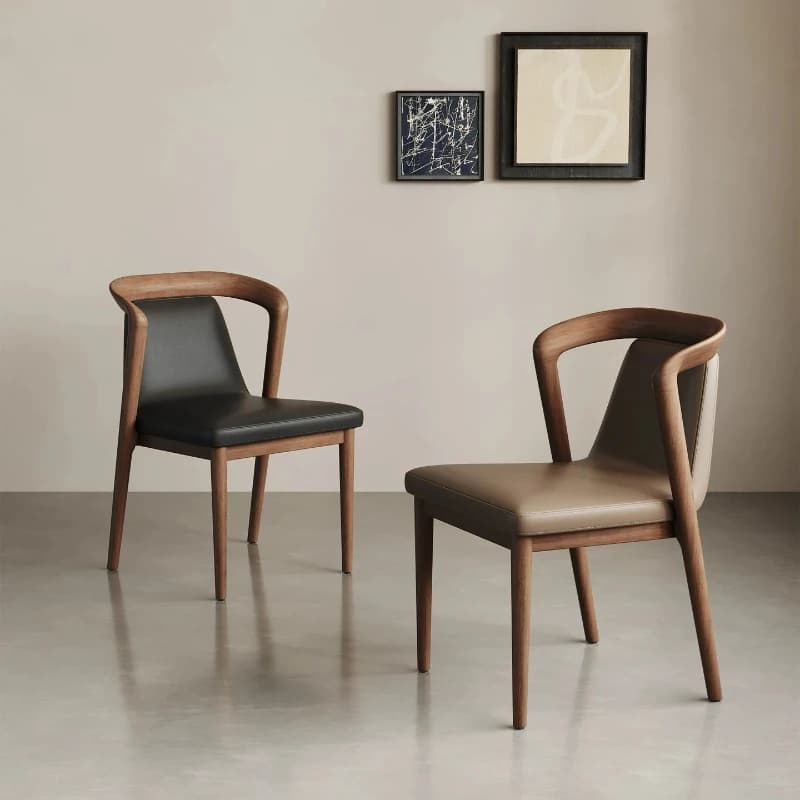 Cadeiras de Madeira Marrom para Escritório, Cadeiras de Couro para Eventos Relaxantes, Cadeiras de Jantar, Design de Cadeiras de Toucador, Móveis de Luxo para Salas de Jantar