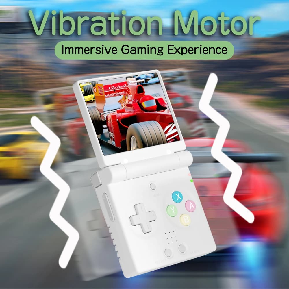 Console de videogame portátil MIYOO Mini Flip cinza com motor de vibração para experiência imersiva