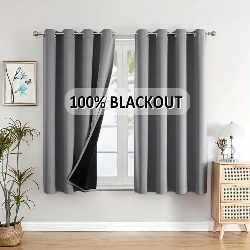 Cortinas 100% Blackout para Quarto e Sala de Estar - Proteção UV, Deslizamento Fácil, Design Elegante