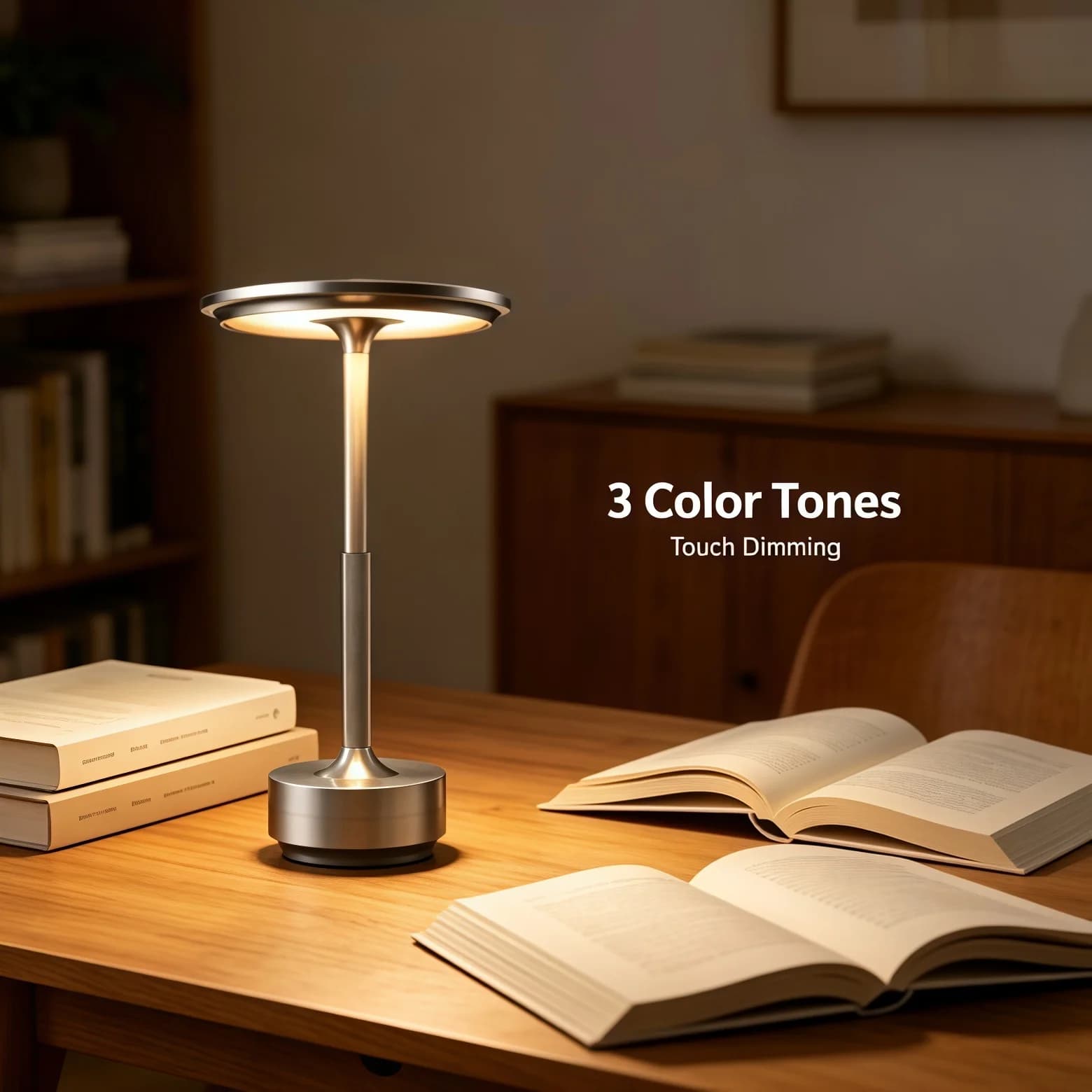 Luminária de mesa LED em forma de I com interruptor de toque, lâmpada decorativa de estilo retrô com regulagem gradual de intensidade, adequada para sala de jantar e quarto.