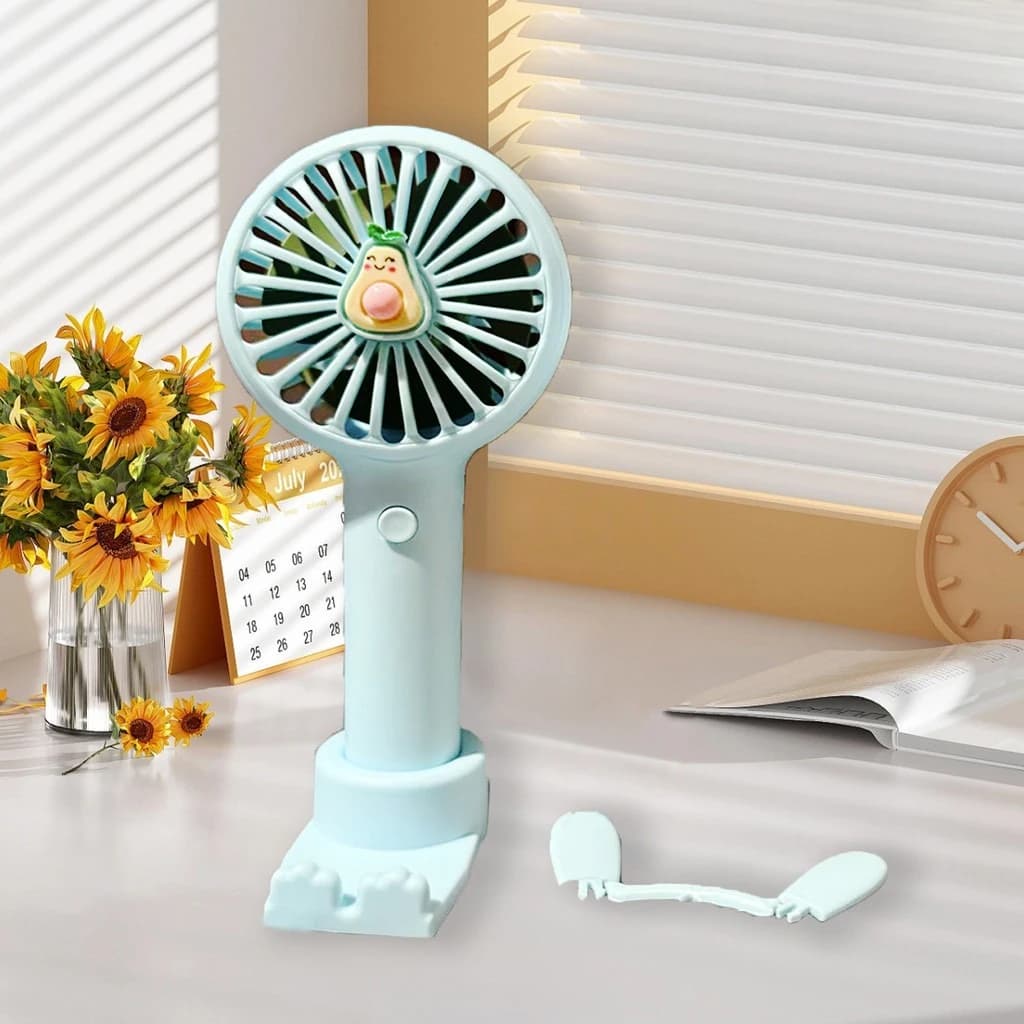 Mini Ventilador USB Portátil com Bateria Recarregável, 3 Níveis de Ventilação, Ideal para Casa, Carro e Viagem