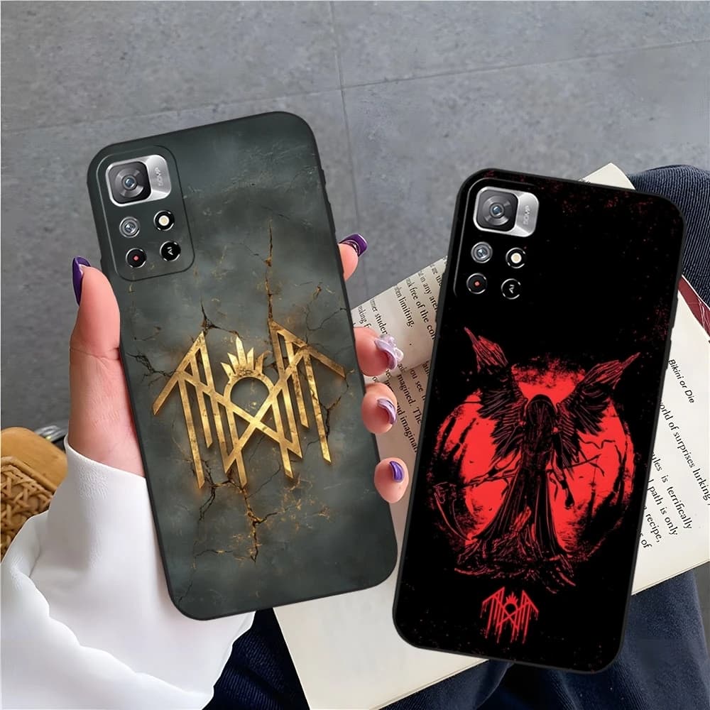 Capa de telefone com design dourado e capa de telefone com design de asa vermelha para Xiaomi.
