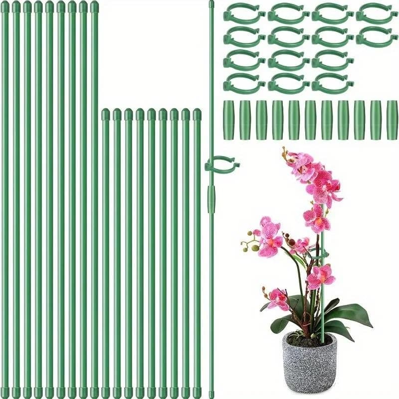 28 Peças de Suportes Ajustáveis para Plantas com 28 Anéis e 14 Conectores para Plantas Internas e Externas, Flores em Vasos, Tomate e Rosas