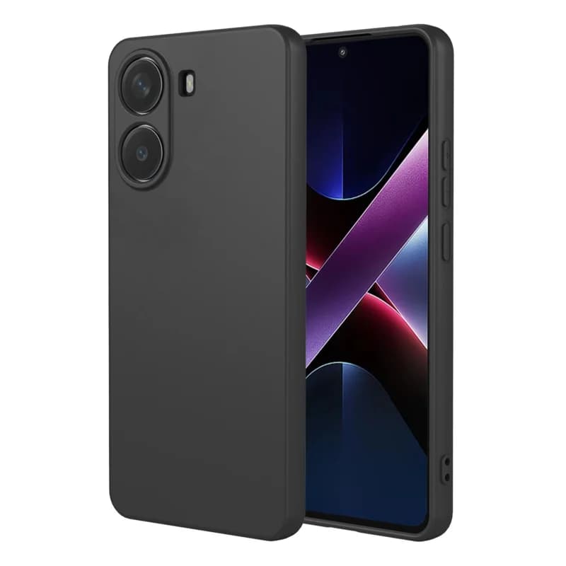 Capa silicone líquido preta para Xiaomi Poco X7 Pro 5G com design fino e proteção completa