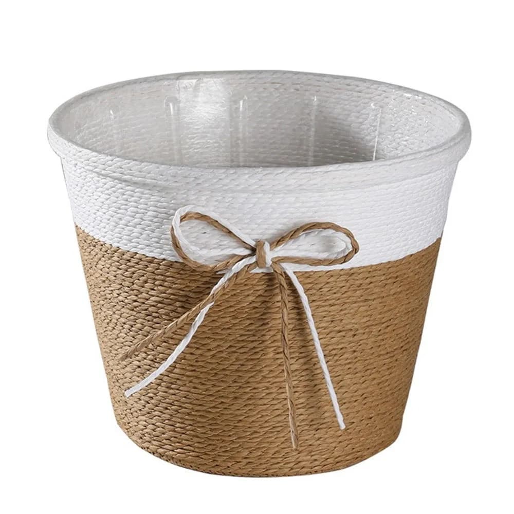 Corda de papel trançada vaso de flores à prova dwaterproof água suprimentos de jardim vaso de plantas fácil de usar forma quadrada cesta tecida