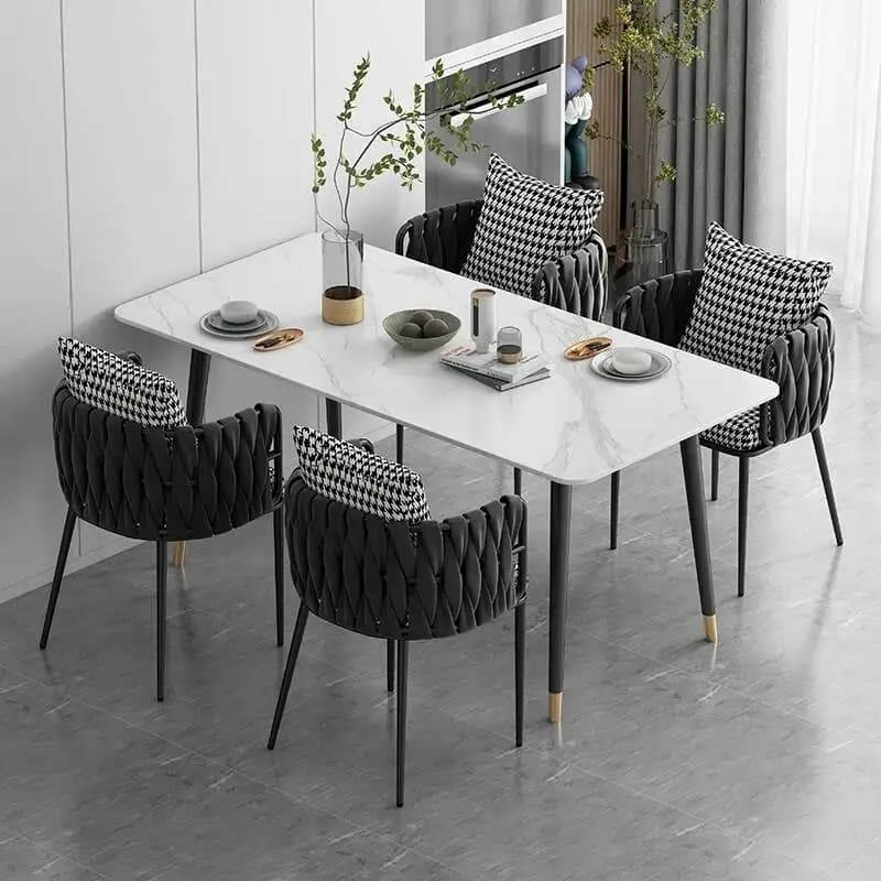 Cadeiras de jantar modernas e minimalistas, pretas, confortáveis, com pernas de metal, cadeira de lounge, designer, cozinha, móveis para casa