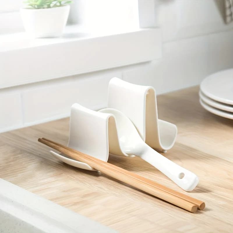 Organizador de cozinha com design de onda inovador, suporte de tampa de pote de plástico, pauzinho e rack de utensílios para armazenamento de bancada, 1 peça