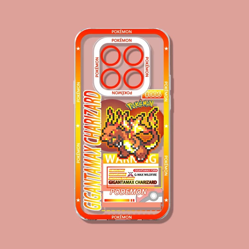 Capa para Xiaomi Redmi vermelha com estampa pixel art Gigantamax Charizard Pokémon