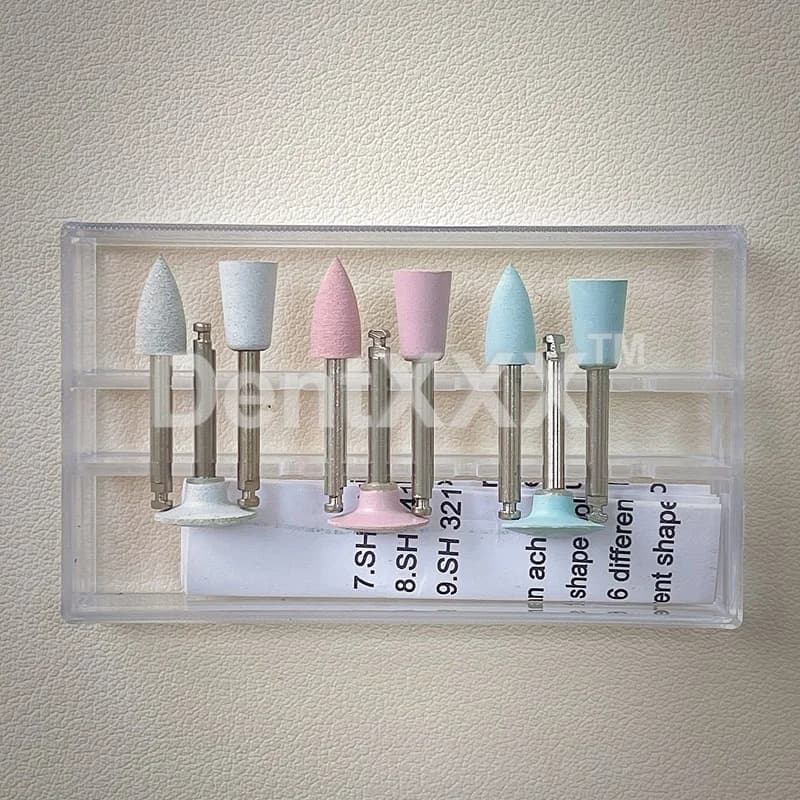 Kit de polimento com 9 peças, cabeças de polimento e lixamento de silicone, conjunto de polimento de baixa velocidade em 3 etapas
