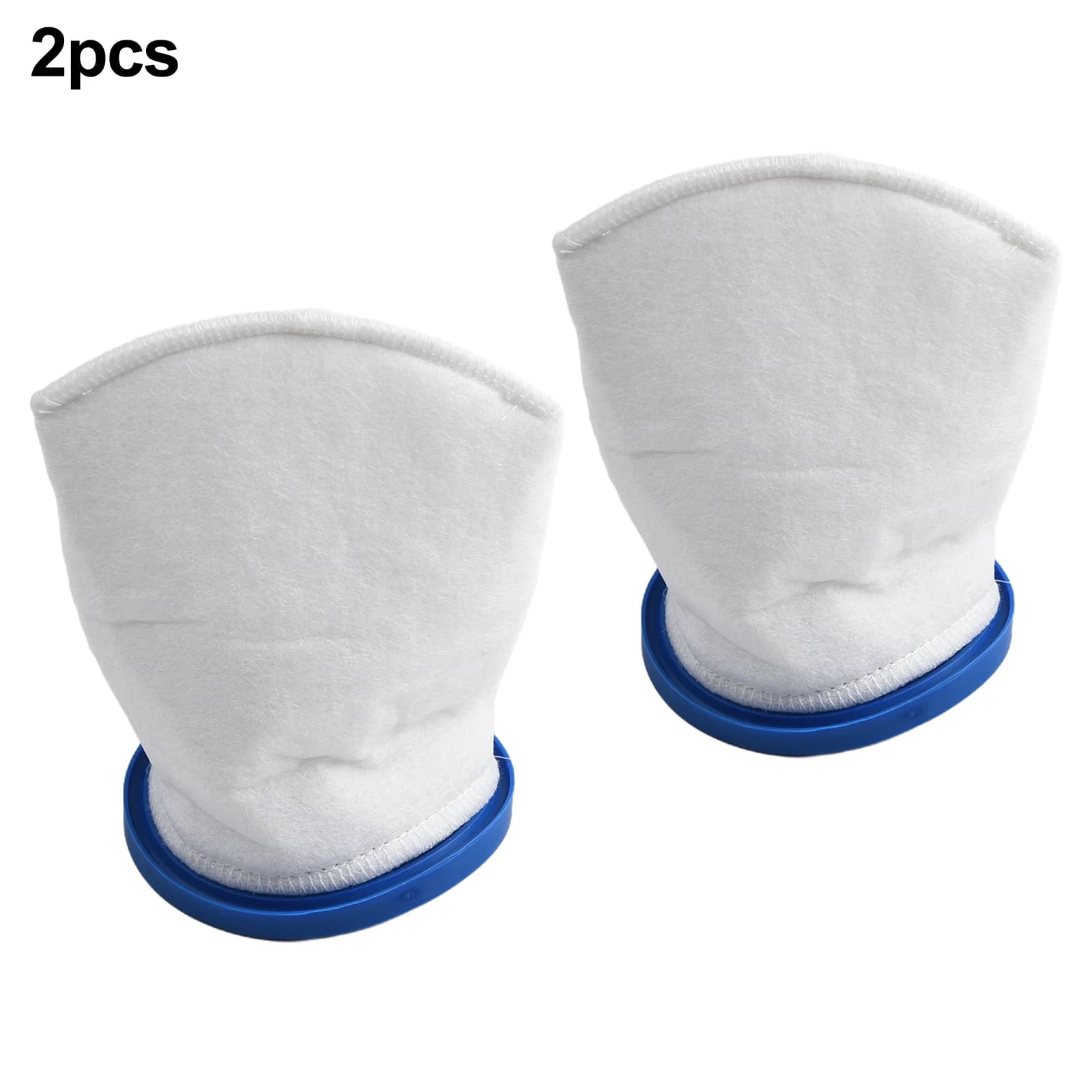 2 sacos de filtro de vácuo para piscina brancos com bordas azuis