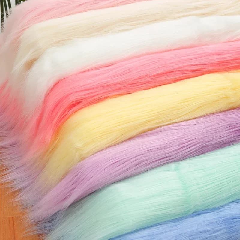 Tecido de pele sintética branca para costurar boneca, barba e cabelo DIY.