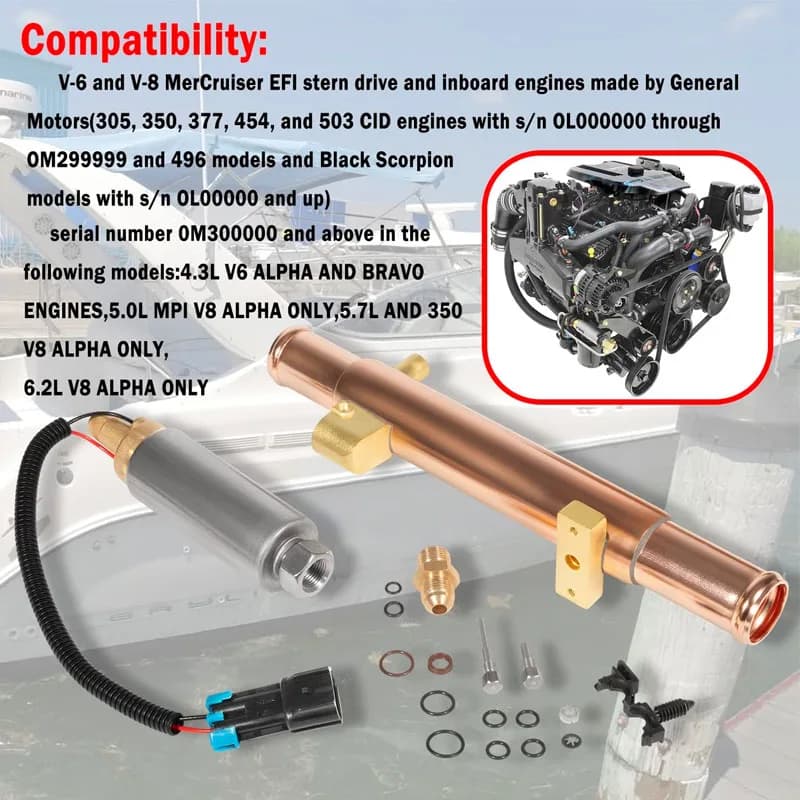 Bomba de combustível & Cooler Kit Compatível com V-6 & V-8 Mercruiser Efi motores, substituição 8M0125852,861156A03 barco marinho de fora