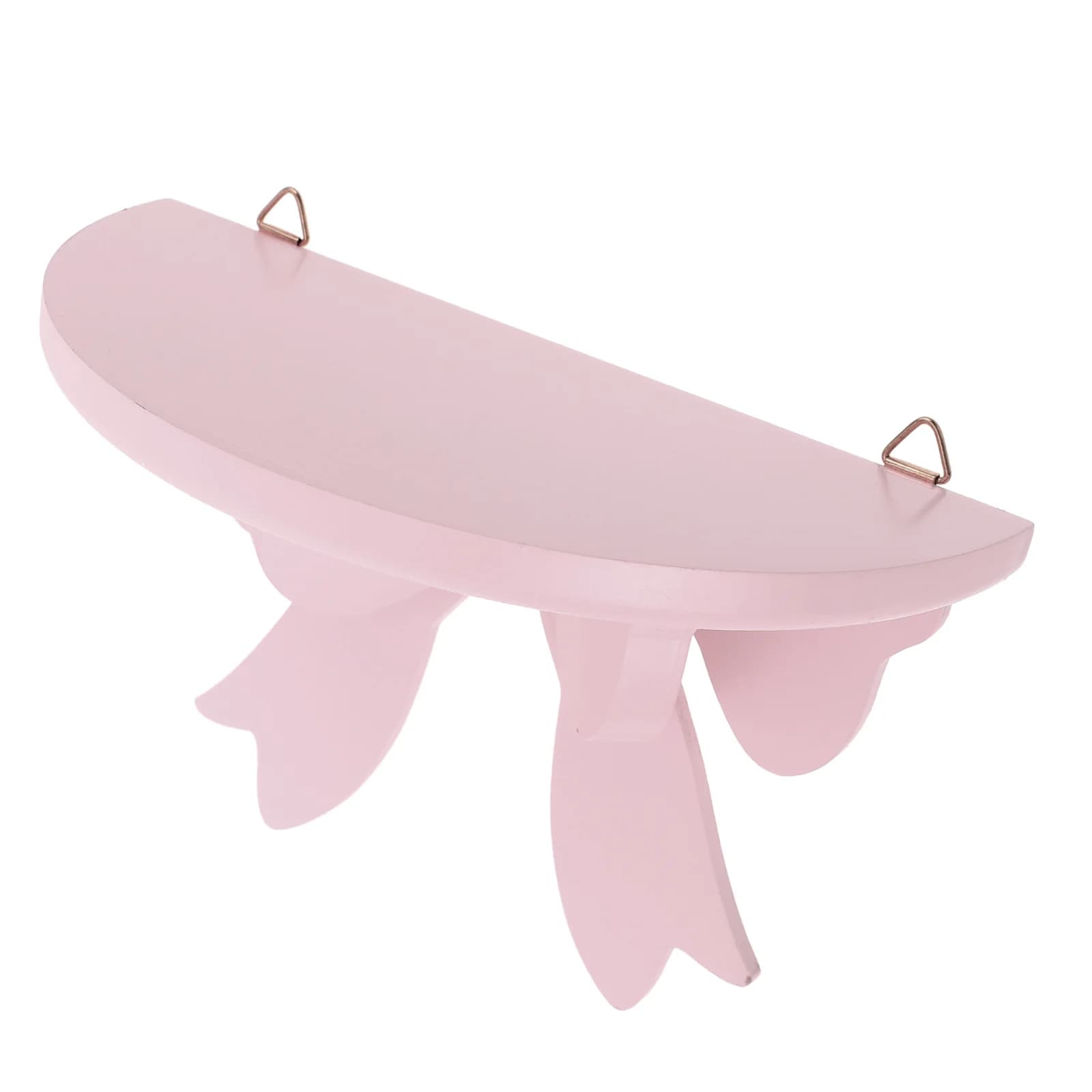Prateleira de madeira com arco rosa, prateleira flutuante montada na parede, design semicircular fofo, sem instalação de broca para quarto, sala de estar, berçário