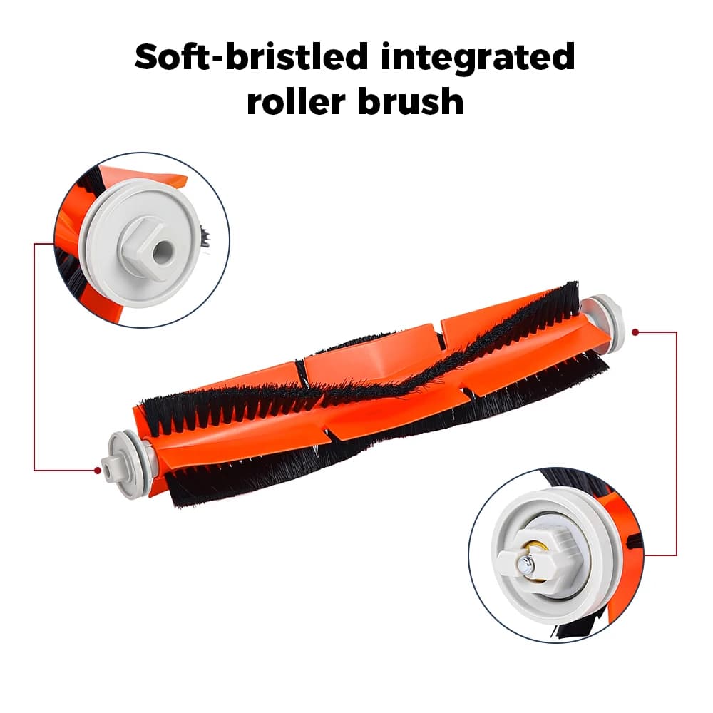 Escova integrada com cerdas macias e rolo laranja para aspirador Xiaomi Mi Robot Vacuum Mop 2 Ultra