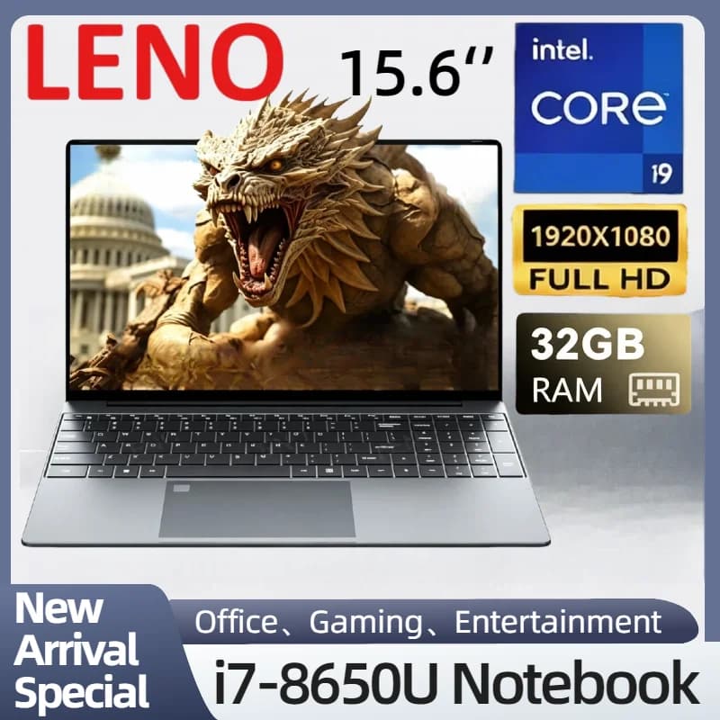 Laptop LENO NOVO 15,6 polegadas com 32GB RAM e 2TB SSD Intel Core i7-8650U
