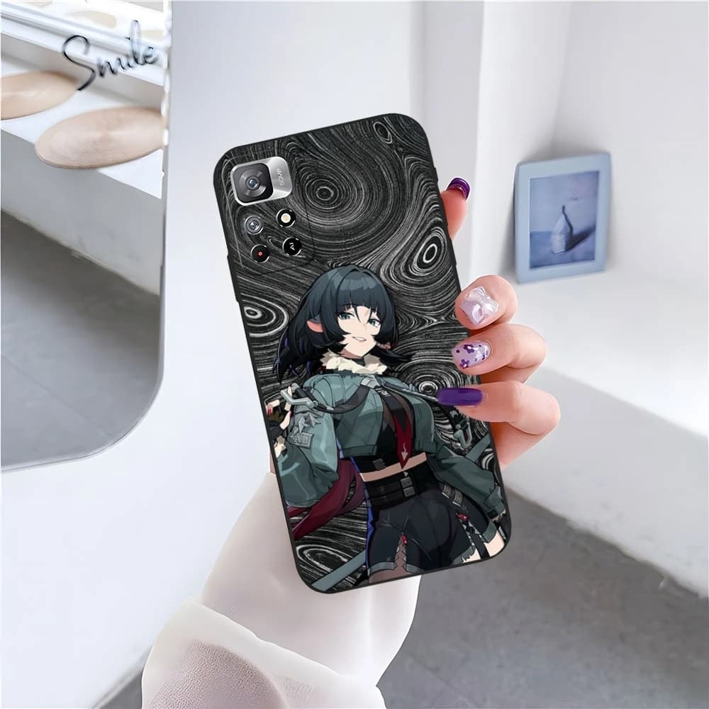 Capa Jane Doe Zzz para Xiaomi POCO com personagem feminina de anime, fundo preto com padrão circular