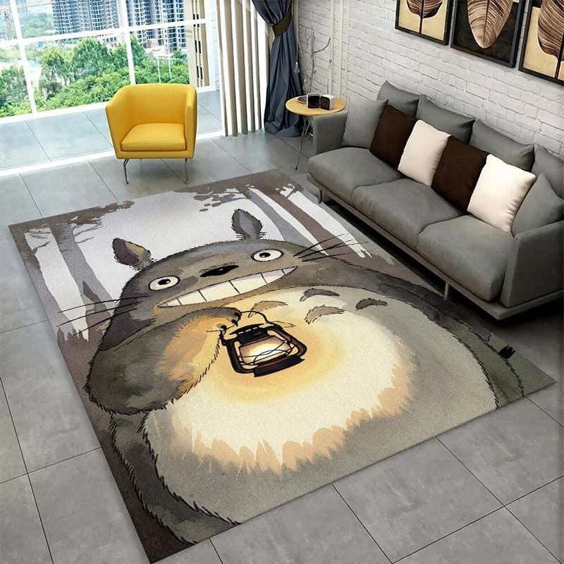 Tapete infantil antiderrapante com design clássico de Totoro para sala de estar