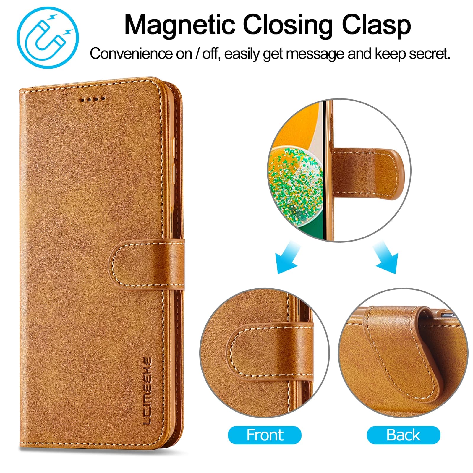 Capa de Couro Flip para Samsung Galaxy A17 A37 A57 A15 A35 A55 A16 A36 A56 A07 A26 A06 A05S A14 A34 A54 A13 A33 A53 com Função Carteira