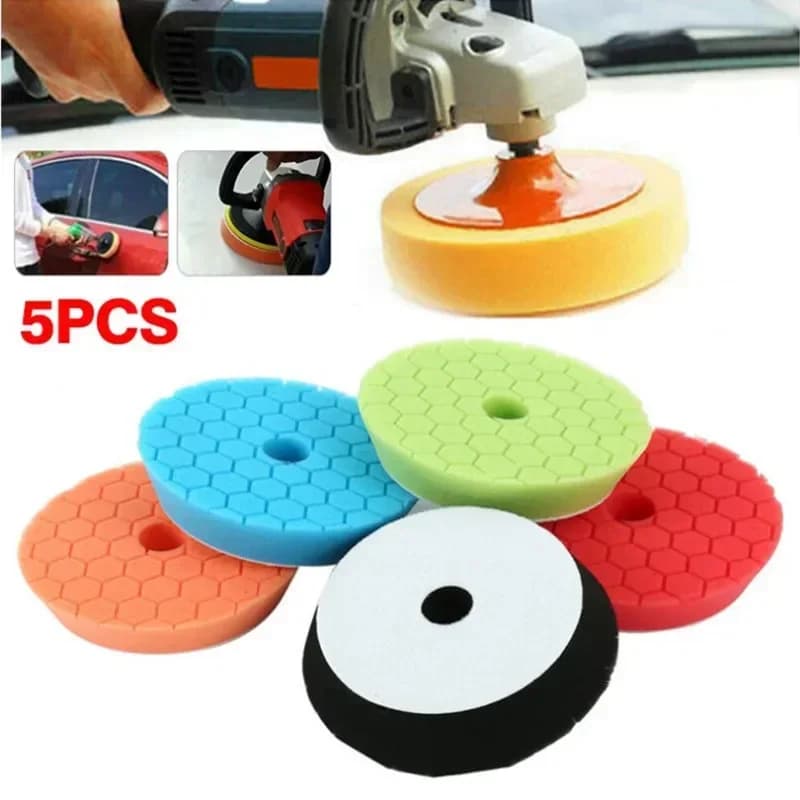 Kit de almofadas de polimento automotivo Jácotei autoadesivas coloridas para furadeira 5 a 7 polegadas