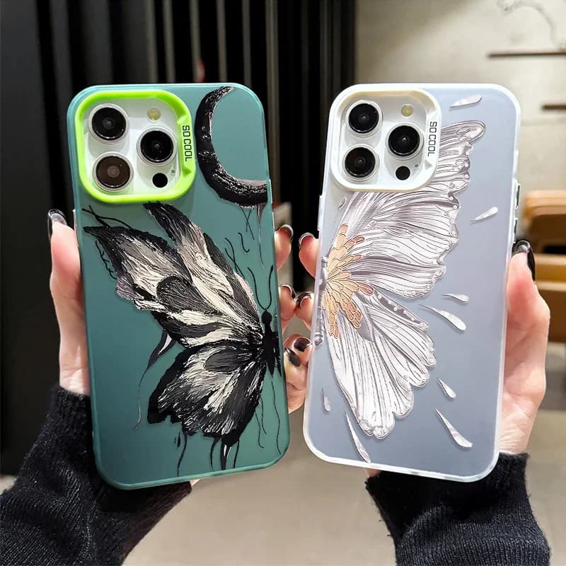 Capa de telefone Xiaomi Redmi Note com design de borboleta preta e branca
