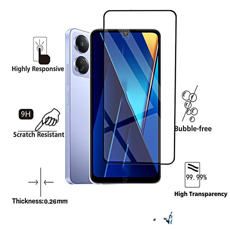 Protetor de tela transparente HD para Xiaomi Poco C65 C55 C51 vidro temperado resistente a riscos