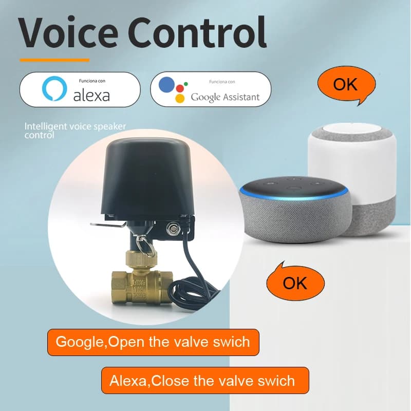 Válvula de água smart Tuya compatível com Alexa e Google Assistant para controle por voz