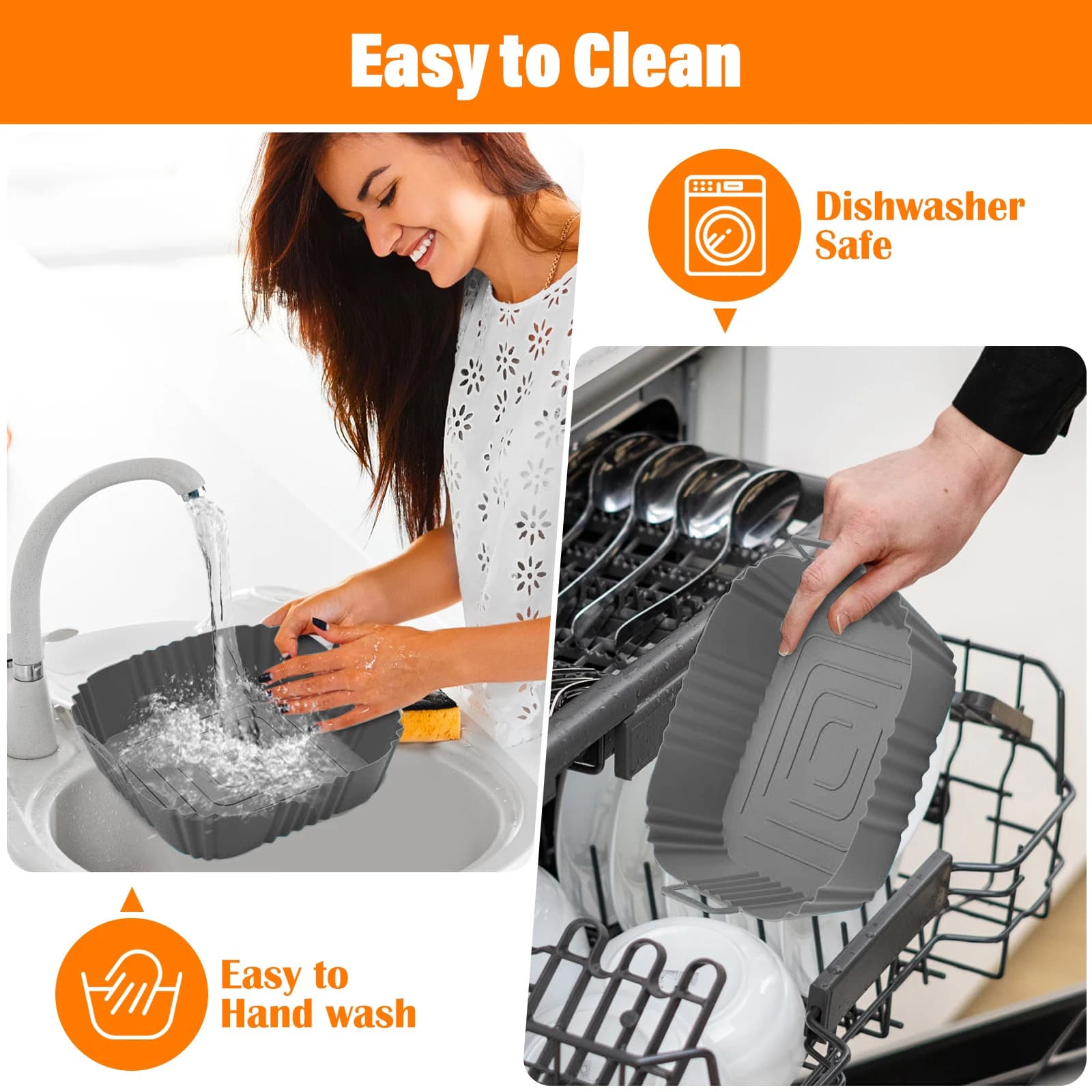 Silicone Air Fryer Churrasco Pote, Bandeja Pad, Molde de cozimento do forno Airfryer, Panela antiaderente quadrada reutilizável, Ferramentas de cozinha