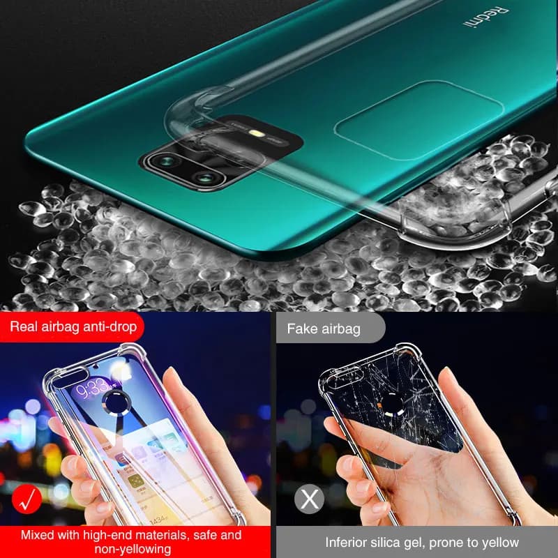 Capa transparente anti-queda para Xiaomi Redmi Note 9 feita com material premium que não amarela