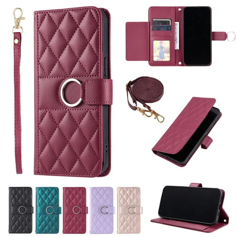 Capa rosa para Xiaomi 13T com alça removível, suporte para celular e opções de cores variadas