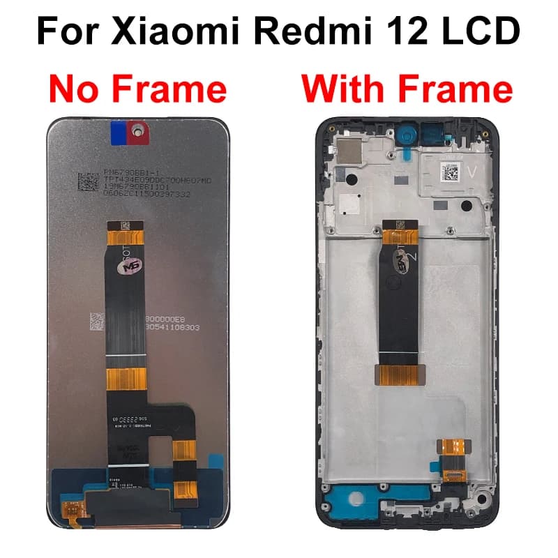 Tela LCD Xiaomi Redmi 12 sem e com frame para reposição de celular, digitalizador touch screen