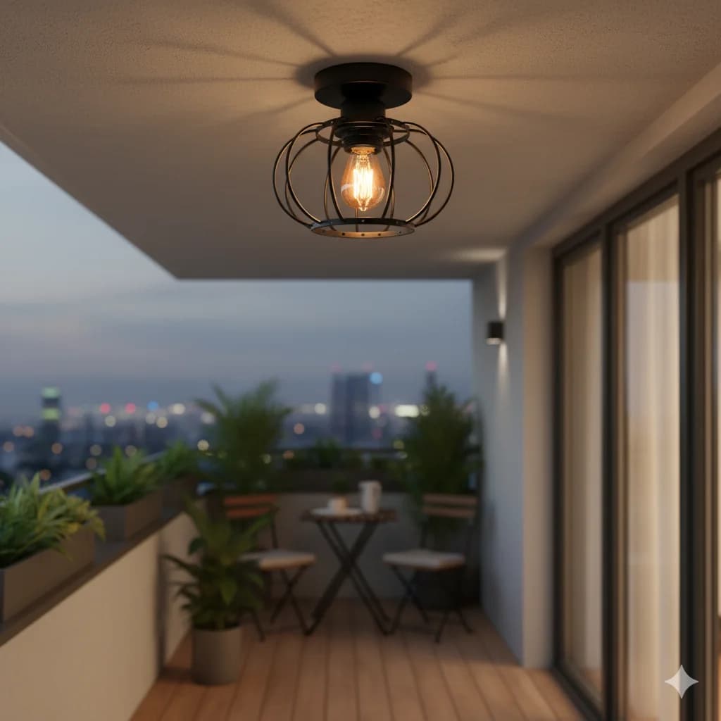Luminária de Teto Moderna de Ferro para Corredor, Estilo Industrial Nórdico Vintage, Decoração para Varanda e Cozinha, Iluminação de Entrada