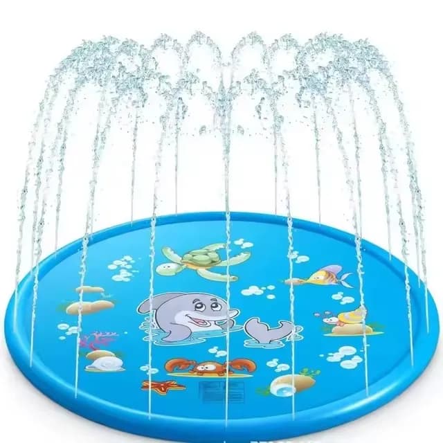 Piscina inflável redonda para crianças com tema subaquático e animais marinhos
