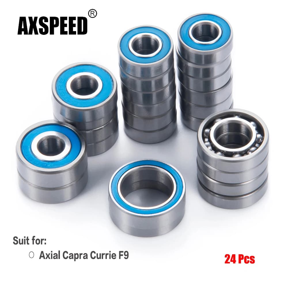 AXSPEED-Roda Hub Eixos Selados Rolamento Kit, Axial Capra, Currie F9, 01:10 RC Crawler Car, Peças do modelo do caminhão, 24pcs