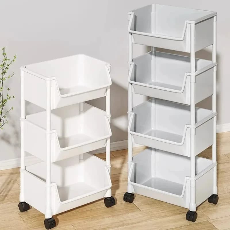 Carrinho organizador móvel com rodas branco para casa, quarto, cozinha e sala de estar