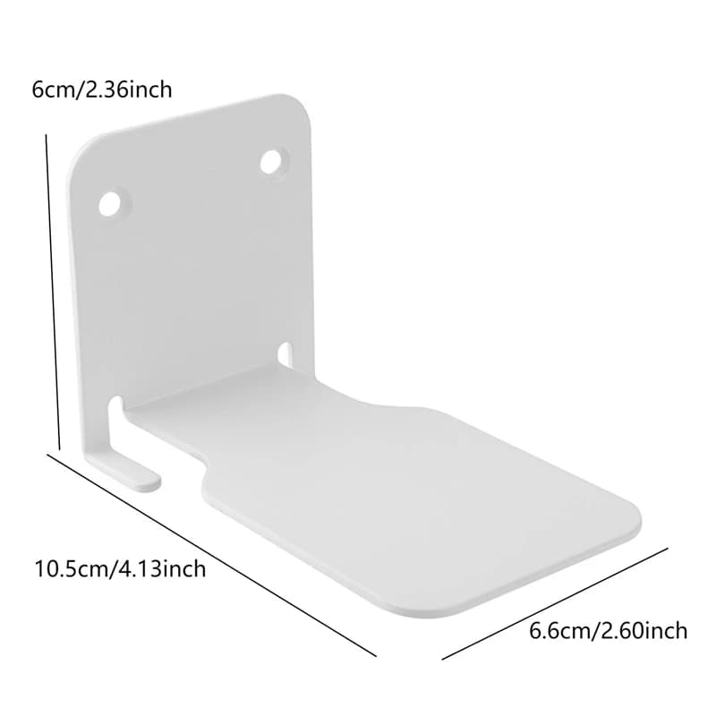 Suporte branco para prateleira invisível flutuante com medidas 10,5x6,6x6 cm em metal