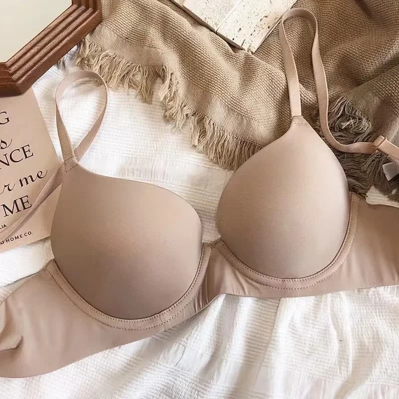 Sutiã bege MOONBIFFY sem costura, bralette macio com suporte invisível e alças reguláveis