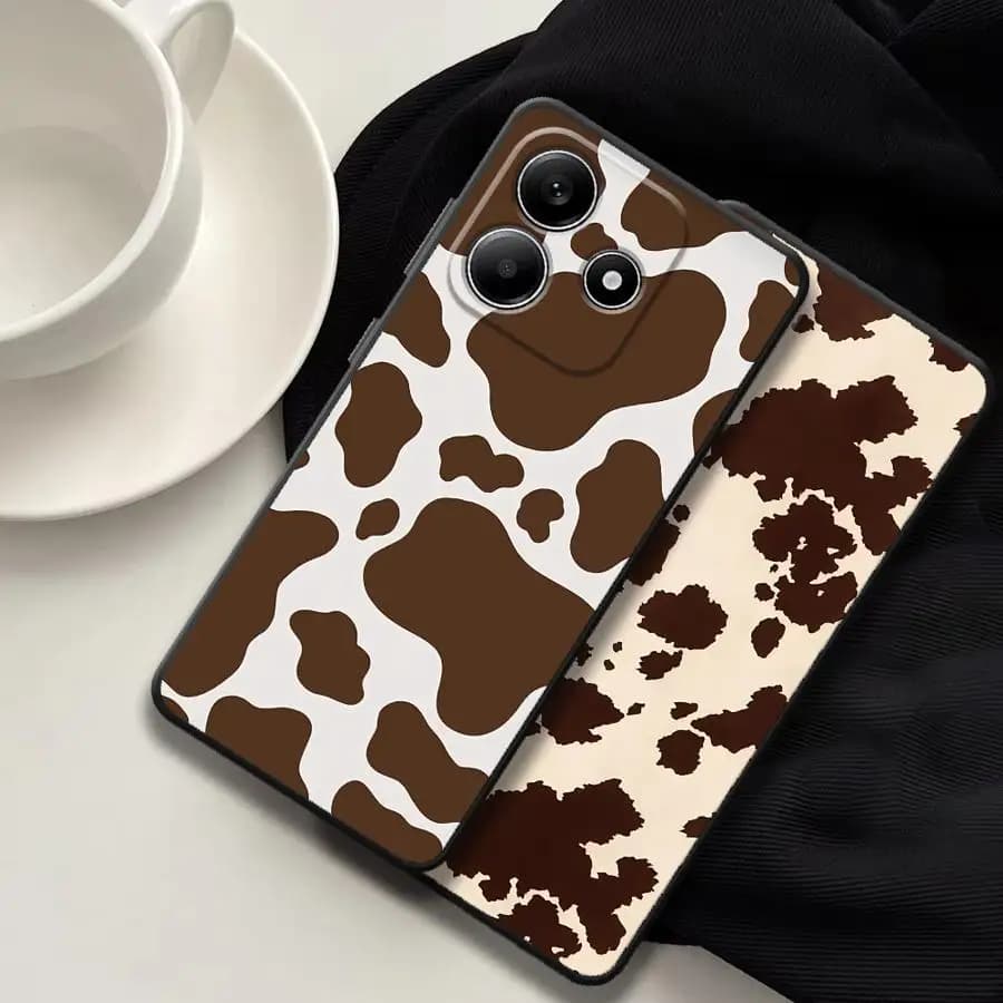 Capa para celular Xiaomi Redmi Note estampa vaca marrom e branco estilo básico e compatível