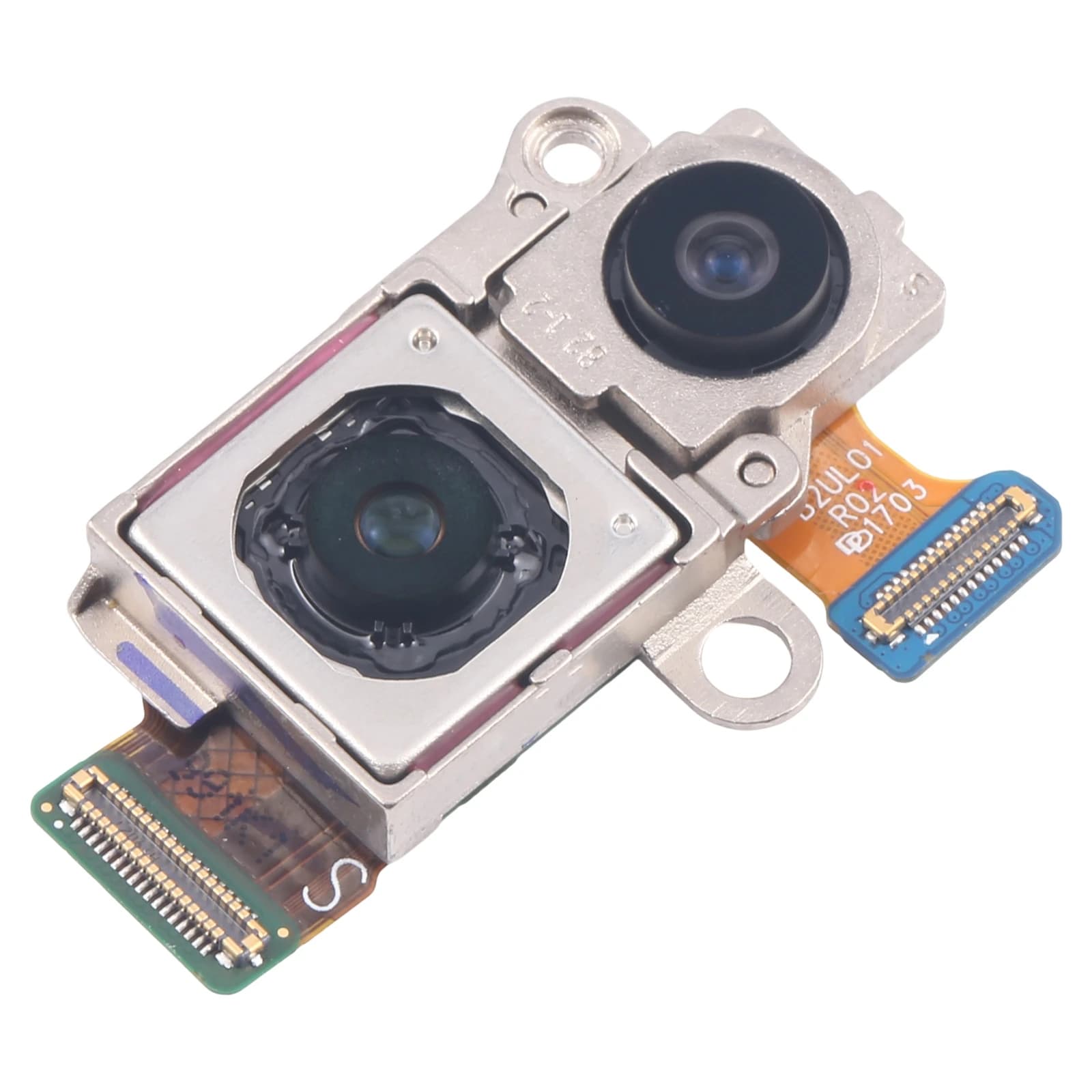Módulo de câmera traseira dupla para Samsung Galaxy Z Flip3 5G vista lateral com conector flex