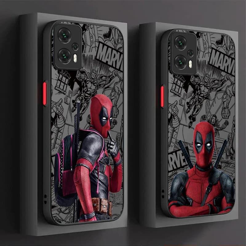 Capa fosca para smartphones Deadpool Marvel preto cinza vermelho