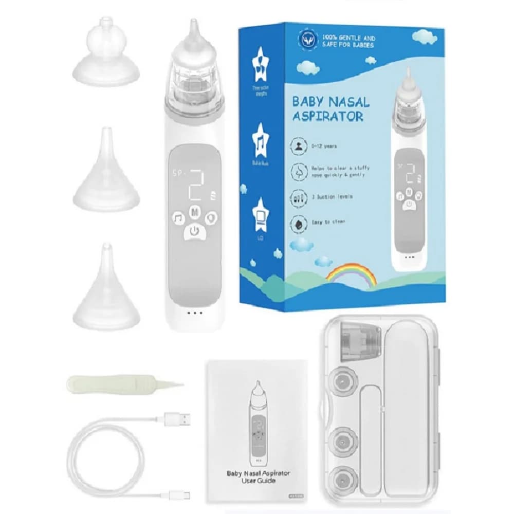 Aspirador nasal elétrico para bebês com múltiplos acessórios