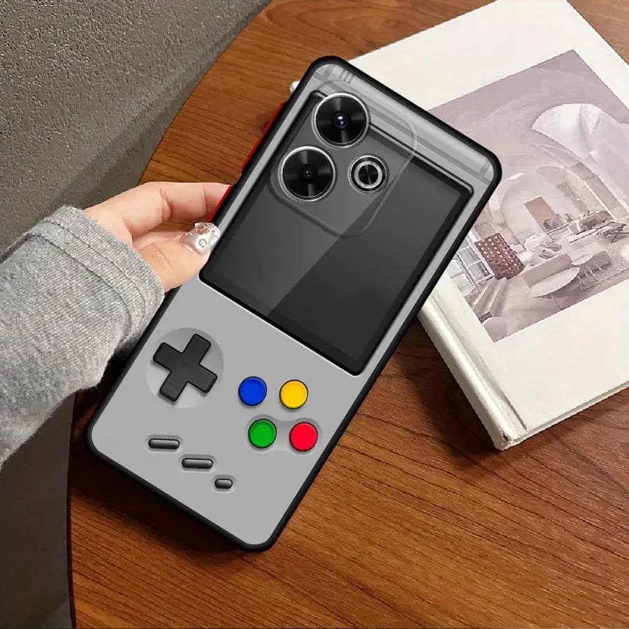 Capa de telefone Xiaomi Redmi Note com design de gamepad e botões coloridos