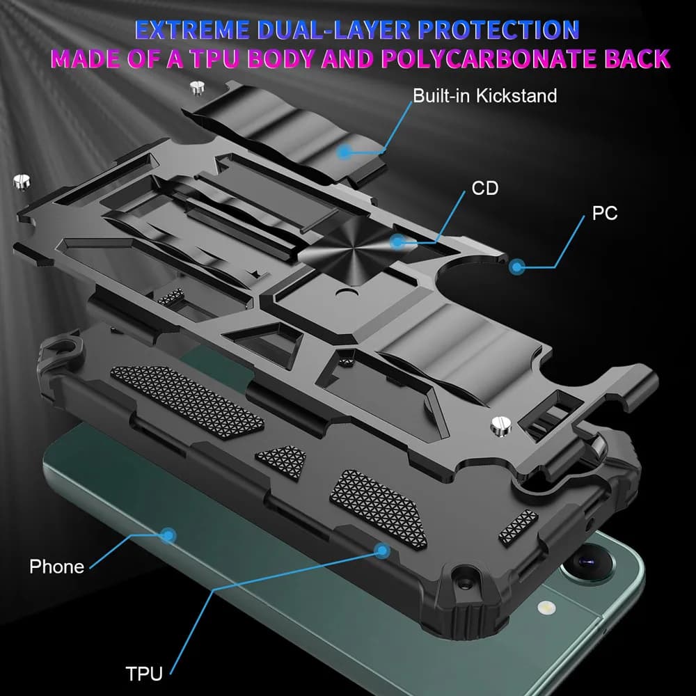Capa de Proteção Dupla Camada à Prova de Choque para Samsung Galaxy S26 Ultra S25 FE S24 S23 S22 S21 A17 A57 A56 A16 A15 com Suporte Integrado