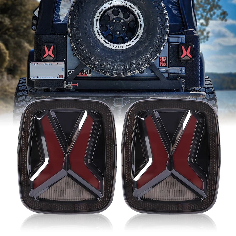 Nova atualização jeep tj cauda lâmpada com drl, x design de forma, 30w 12v led lanterna traseira para jeep wrangler cj xjtj 1998-2006
