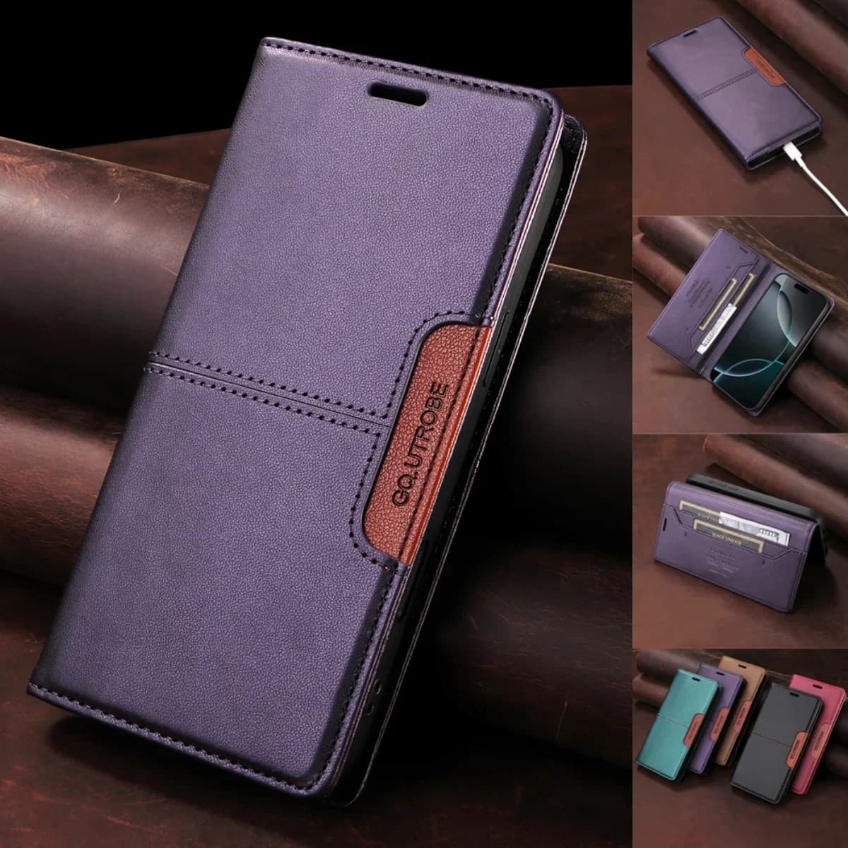 Capa de couro flip para Samsung com função de carteira, estilo elegante e multifuncional