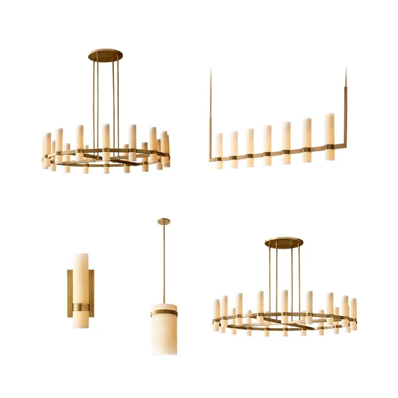 Luminária suspensa redonda linear americana em latão preto cromado