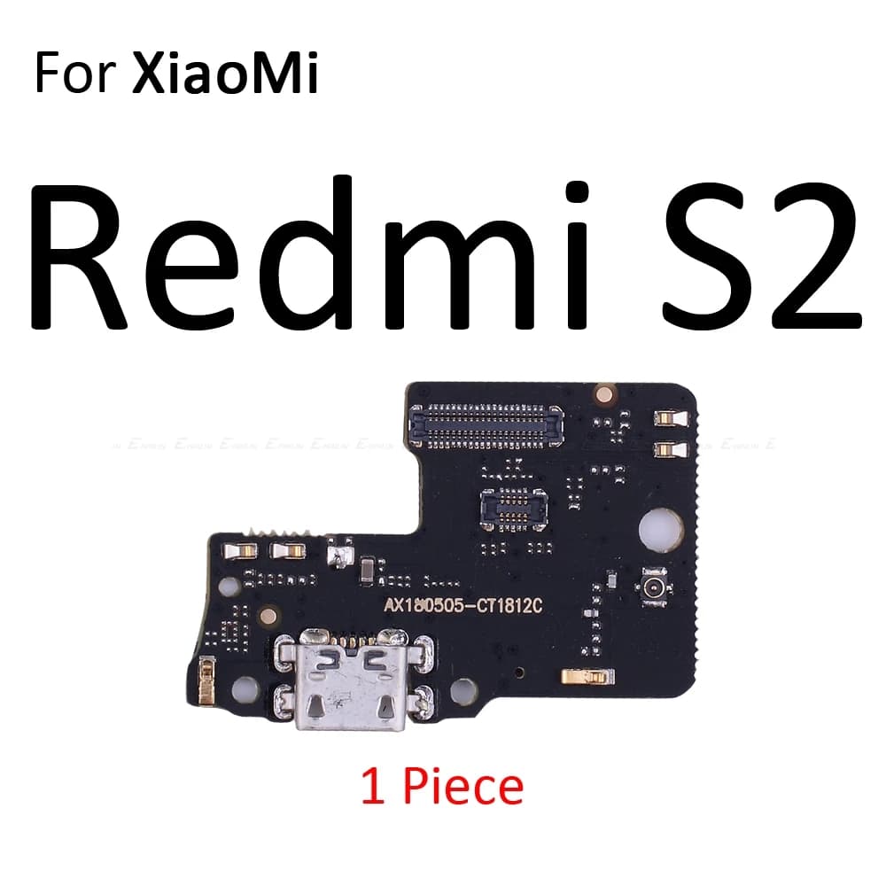 Placa de conector de carga preta Xiaomi Redmi S2 com microfone integrado para celular