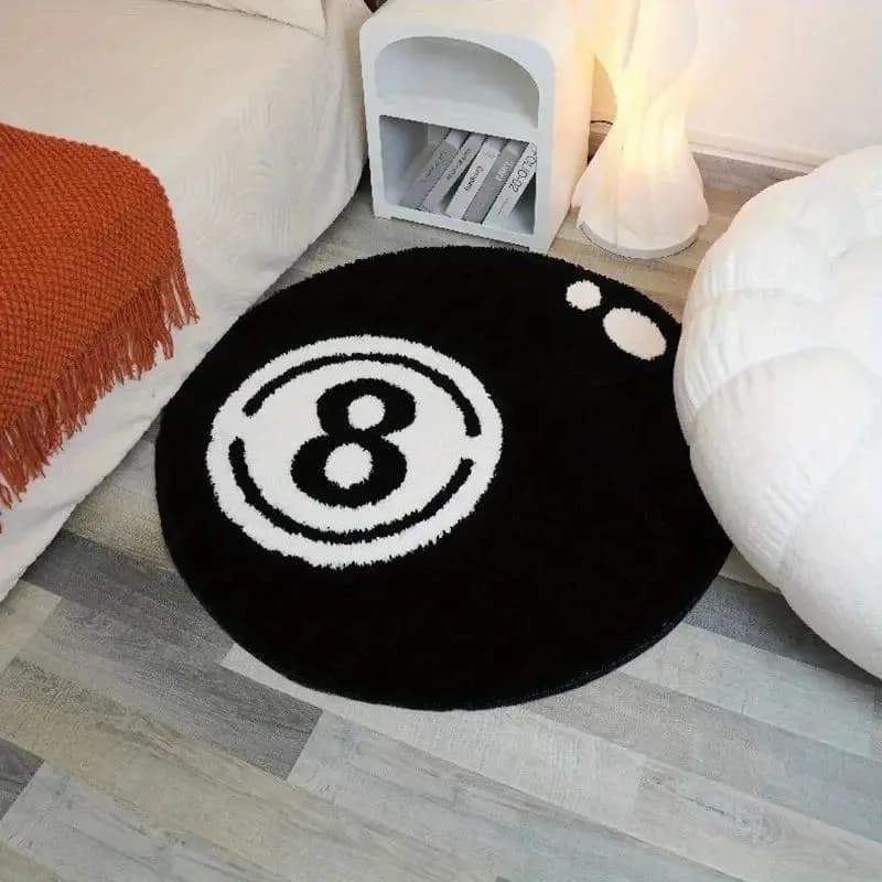 Vikama tapete redondo preto de 8 bolas, tapete antiderrapante, almofada de sofá da sala de estar, tapete macio do quarto, decoração de casa