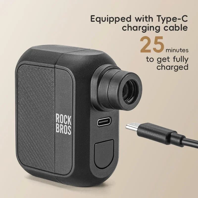 Compressor de Ar ROCKBROS, Bomba Infladora de Pneus Recarregável, Capacidade de Bateria de 300mAh