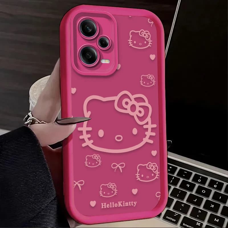 Capa rosa pink para celular Xiaomi Redmi com estampa Hello Kitty e proteção antirrisco